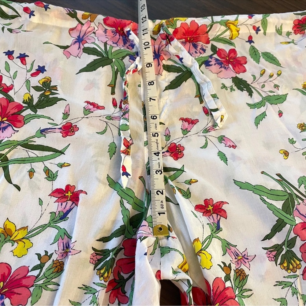 Victorias Secret Pajama Set XL Floral Botanical 100% Cotton Top Pants Drawstring - Picture 12 of 15